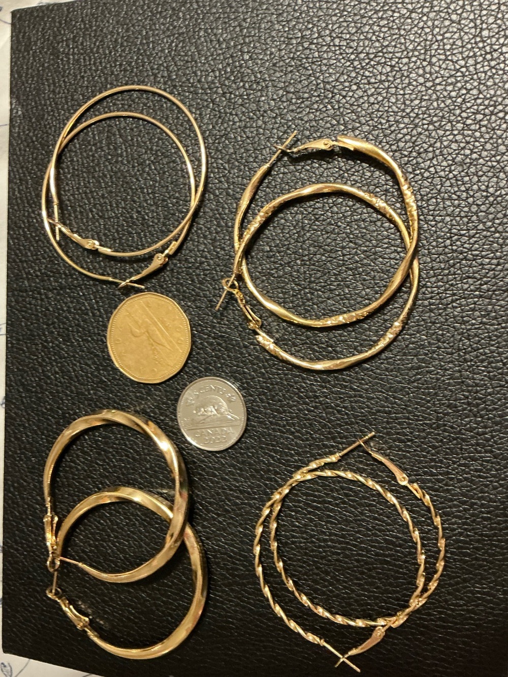 Classic Large Gold Hoop Earrings Set -4 Pairs